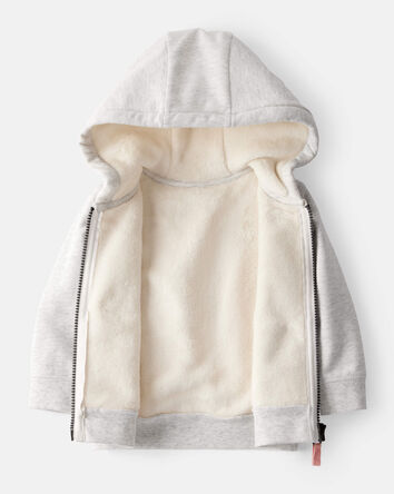 Baby Girl Long-Sleeve Hooded Zip-Up Jacket - Grey, 