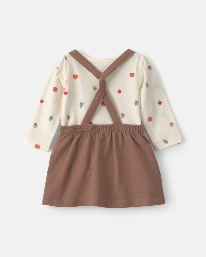 Baby Girl 3-Piece Thanksgiving Long-Sleeve Dress Set - Brown, image 2 of 6 slides