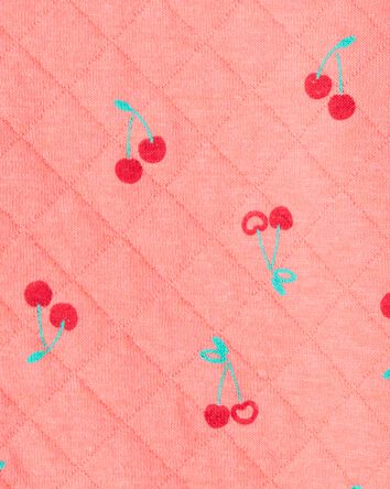 Baby Girl 3-Piece Cherry Quilted Cardigan Outfit Set - Pink, 