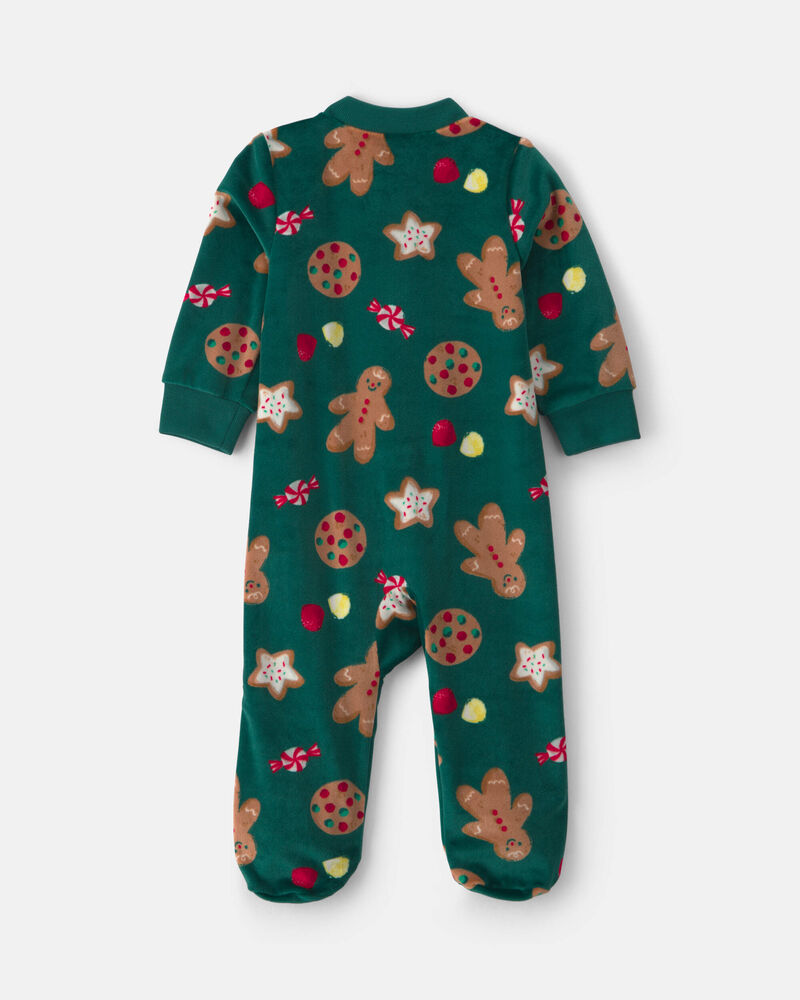 Baby Christmas Gingerbread 2-Way Zip Sleeper - Green, image 2 of 5 slides