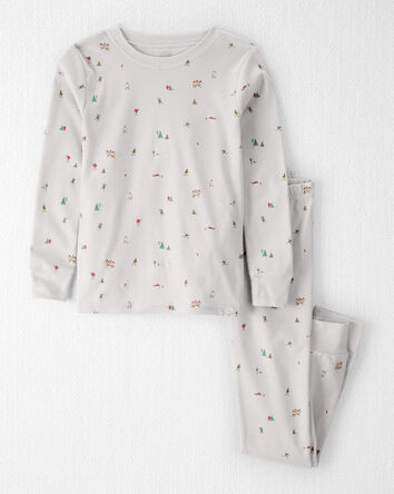 Kid Organic Cotton Pyjamas in Frosted Trail Print, 