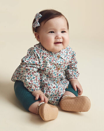 Baby Girl 3-Piece Floral Long-Sleeve Top & Pant Set, 