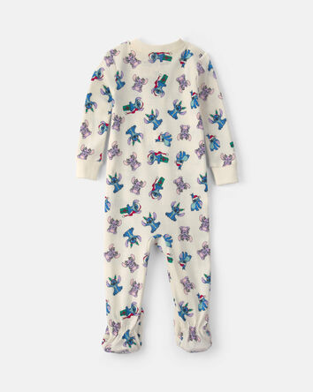 Baby 1-Piece Stitch Christmas 2-Way Zip 100% Cotton Snug Fit Footed Pyjama - Ivory, 