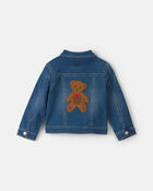 Toute-petit fille - Blouson en denim &agrave; appliqu&eacute; d&rsquo;ourson &ndash; D&eacute;lav&eacute; moyen, image 1 sur 5 diapositives