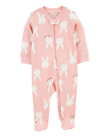 Baby Bunny Cotton Sleeper - Pink, 