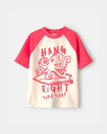 Boys Octopus Short-Sleeve Rashguard - Red/Cream, 