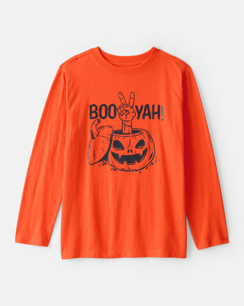 Boys Halloween Boo Yah Long-Sleeve Graphic Tee - Orange, image 1 of 3 slides