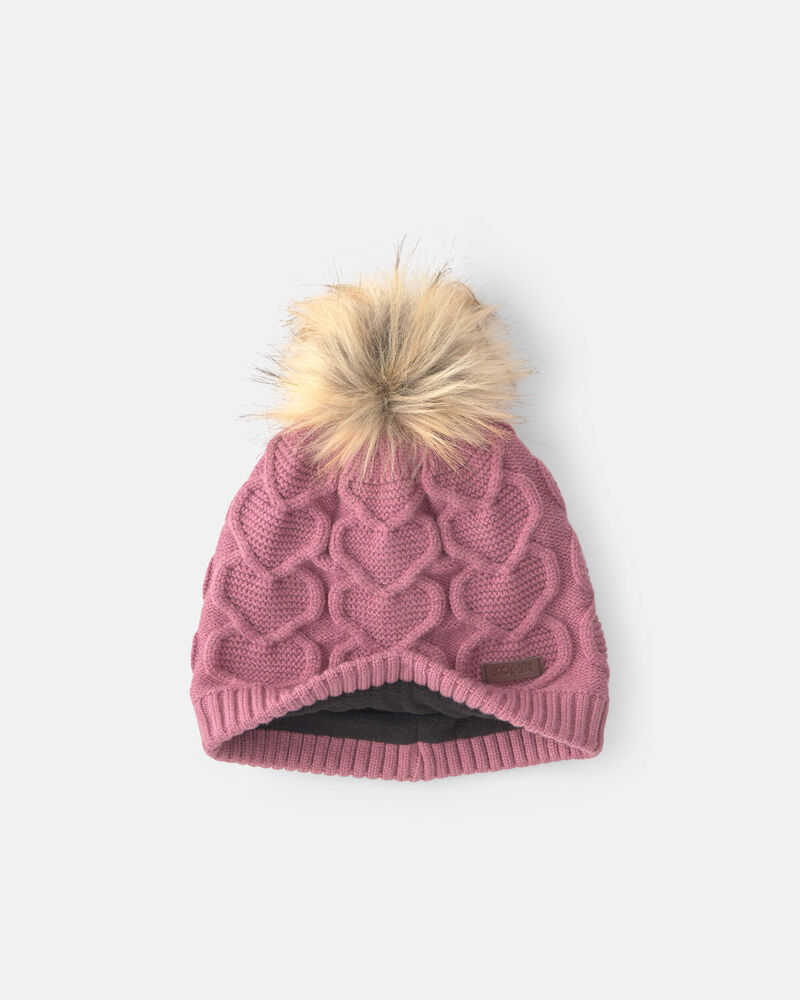 Tout-petit fille - Tuque &agrave; points torsad&eacute;s et c&oelig;urs Kombi - Ros&eacute;, image 2 sur 3 diapositives