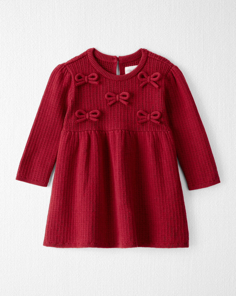 B&eacute;b&eacute; fille - Robe chandail tricot en coton biologique, image 1 sur 5 diapositives