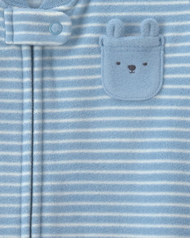 Baby Boy Striped Fleece Loose Fit Wearable Blanket - Blue, image 3 of 4 slides