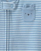Baby Boy Striped Fleece Loose Fit Wearable Blanket - Blue, image 3 of 4 slides