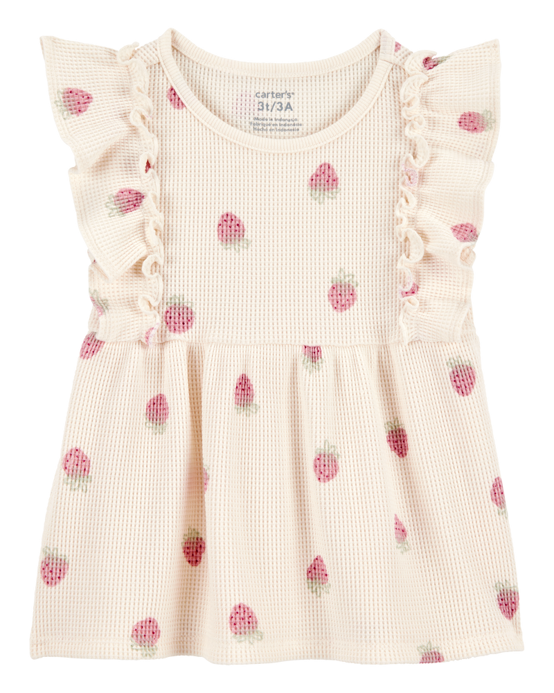 Toddler Strawberry Print Short-Sleeve Fashion Top, image 1 of 3 slides