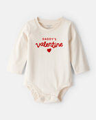 Baby Girl Daddy's Valentine Long-Sleeve Graphic Bodysuit - Cream, image 1 of 4 slides
