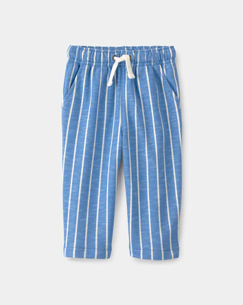 Baby Striped French Terry Pants - Blue/White, 