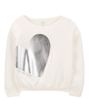 Toddler Metallic Heart Thermal Top, 