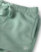 Toddler Boy Recycled Shorts Made with Organic Cotton in Palm Green, image 4 of 5 slides