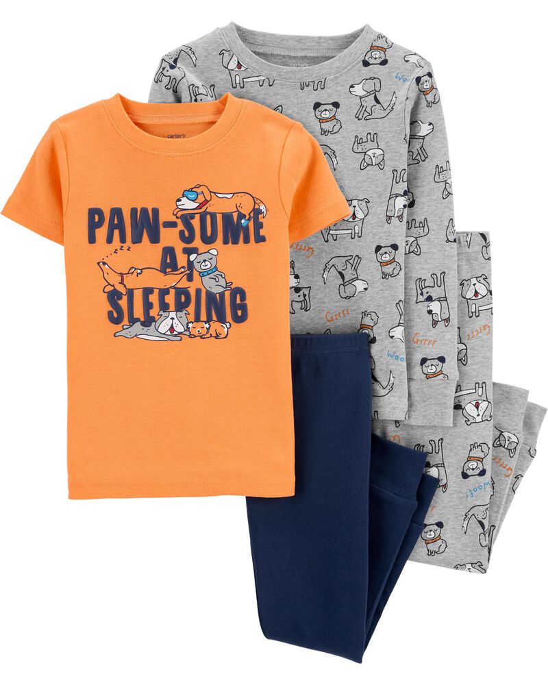 4-Piece 100% Snug Fit Cotton PJs, image 1 of 3 slides