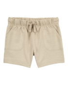 Baby Pull-On French Terry Shorts - Khaki, image 1 of 4 slides