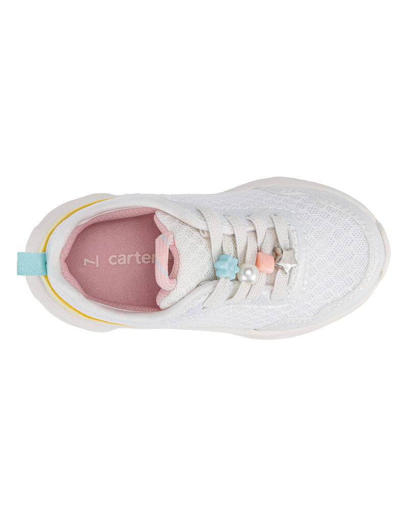 Tout-petit fille - Chaussures de sport &agrave; breloques sur les lacets - Blanc, image 4 sur 12 diapositives
