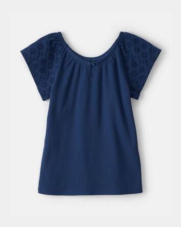 Filles - Haut &agrave; motif ajour&eacute; - Bleu, 