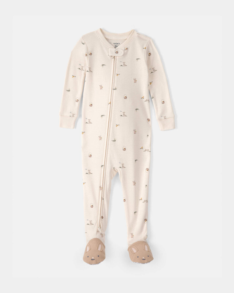 Baby Easter Bunny 100% Cotton Snug Fit 1-Piece Pyjama - Cream, image 1 of 5 slides