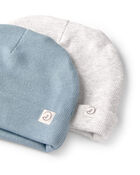 Baby 2-Pack Organic Cotton Rib Caps, image 2 of 2 slides