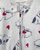 B&eacute;b&eacute; - Grenouill&egrave;re en coton &agrave; fermeture &agrave; glissi&egrave;re double sens &laquo;Puppy Love&raquo; de la Saint-Valentin &ndash; Gris, image 3 sur 4 diapositives