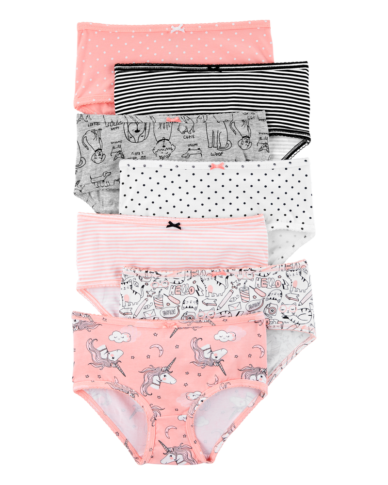 Kid 7-Pack Unicorn Stretch Cotton Undies, image 1 of 2 slides