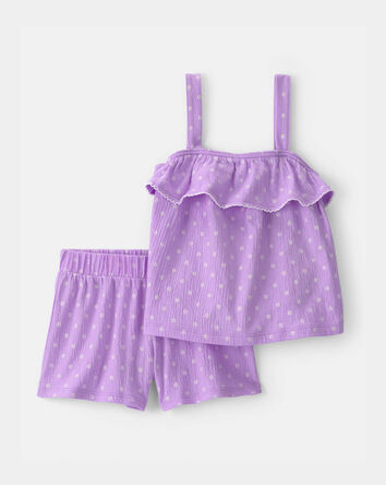 Toddler Girl 2-Piece Ruffle Tank Top & Short Set - Purple, 