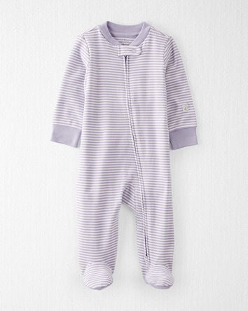 Baby Organic Cotton Striped Sleeper Pyjamas, 