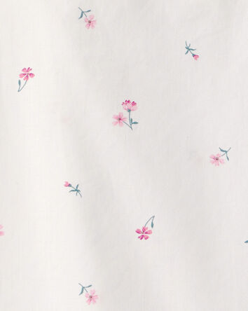 Girls Flutter-Sleeve Floral Top - White, 