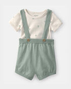 Baby 2-Piece Sailboat Overall Set - Green/Ivory, image 1 of 6 slides
