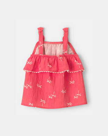 Toddler Girl Palm Tree Gauze Tank Top - Orange, 