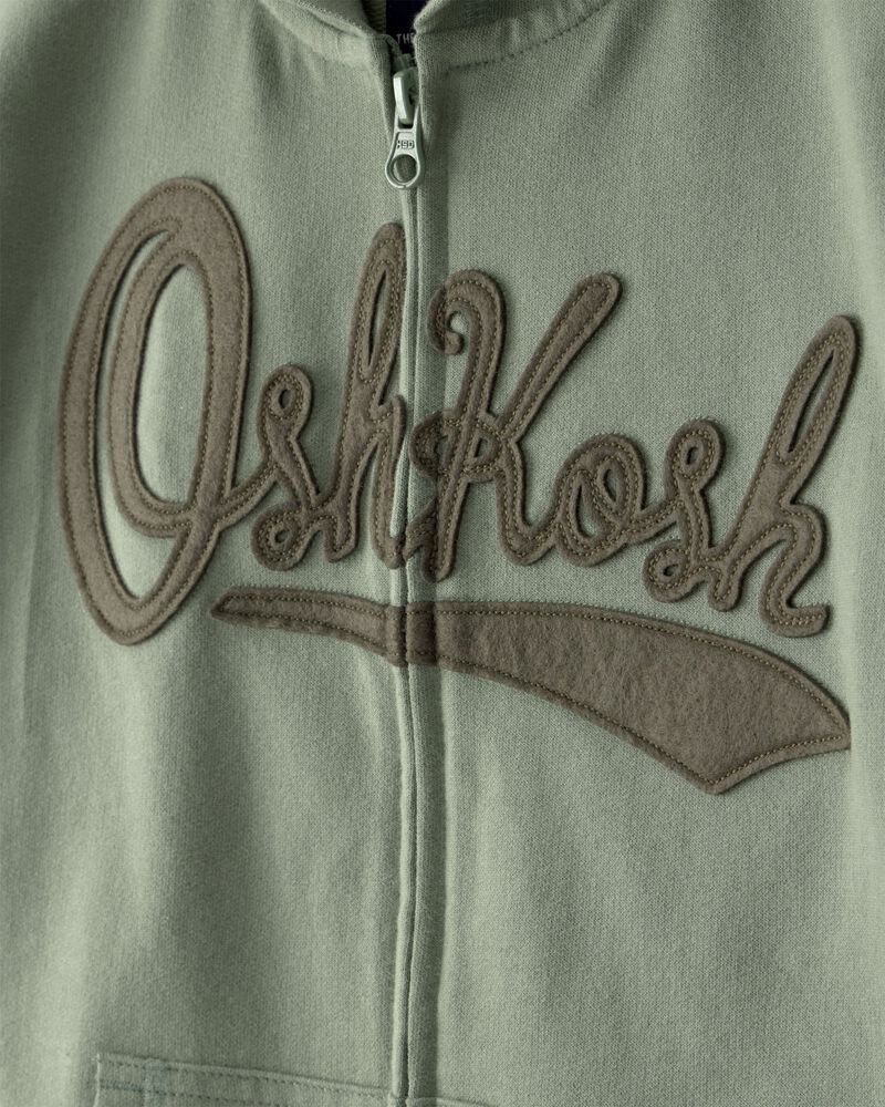 Kid OshKosh Logo Zip-Up Hoodie - Green, image 2 of 4 slides