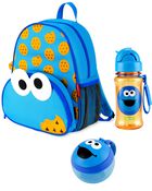 Sesame Street Little Kid Backpack Straw Bottle & Snack Cup Set - Cookie Monster, image 1 of 6 slides