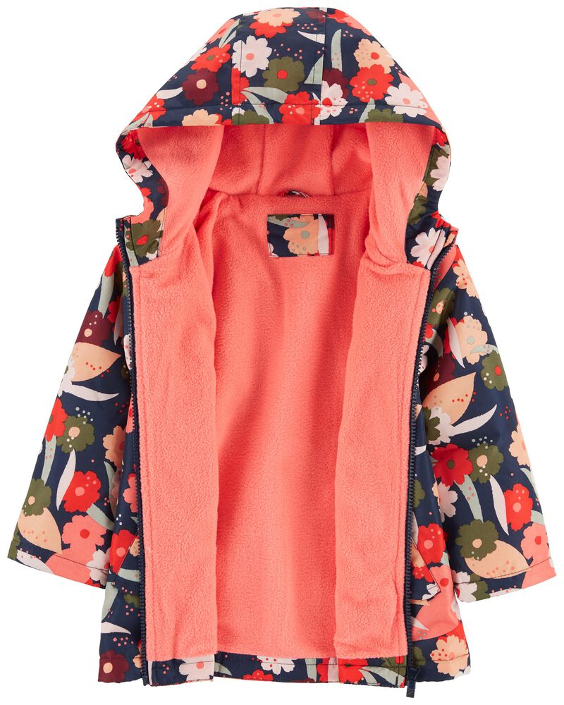 Floral Print Fleece Lined Rain Jacket