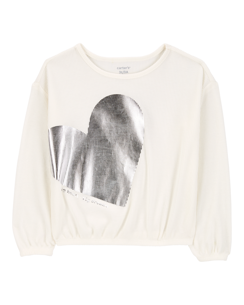 Toddler Metallic Heart Thermal Top, image 1 of 4 slides