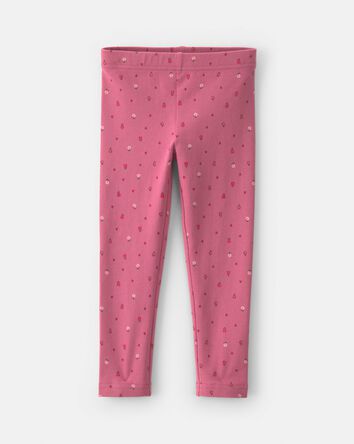 Toddler Girl Floral Cotton Pull-On Stretch Leggings - Pink, 