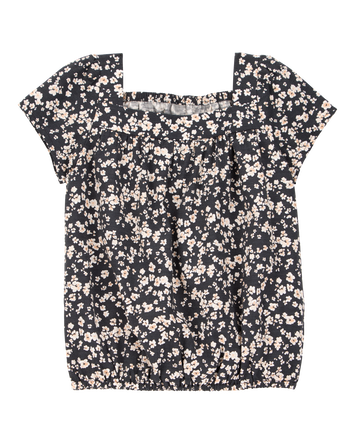 Toddler Square Neck Floral Top, 
