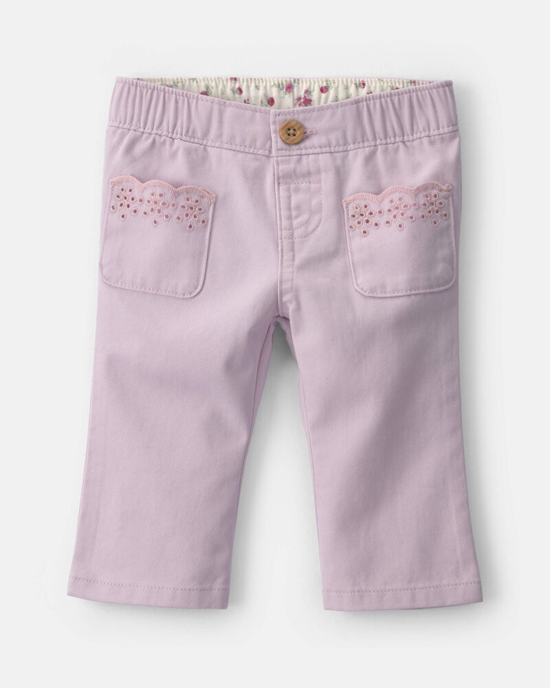 Baby Girl Straight-Leg Scalloped Pocket Pants - Purple, image 1 of 4 slides
