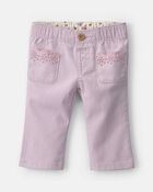 Baby Girl Straight-Leg Scalloped Pocket Pants - Purple, image 1 of 4 slides