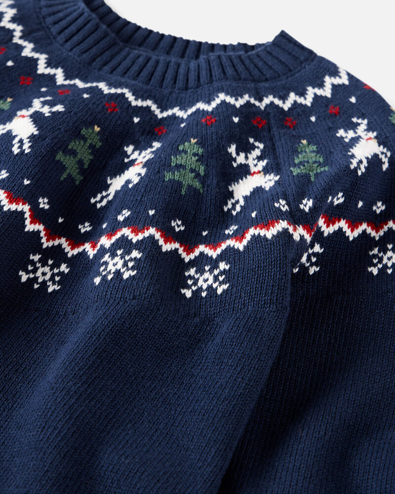 Toddler Fair Isle Organic Cotton Sweater, image 3 of 5 slides