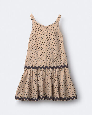 Tout-petit fille - Robe p&eacute;plum taille basse avec galon en zigzag et motif &agrave; pois&ndash; Kaki, 