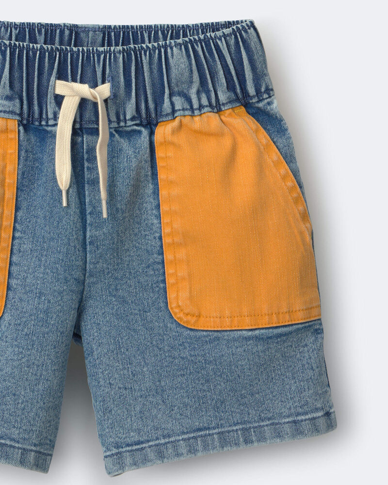 Toddler Colourblock Long-Line Short in Denim, image 6 of 6 slides