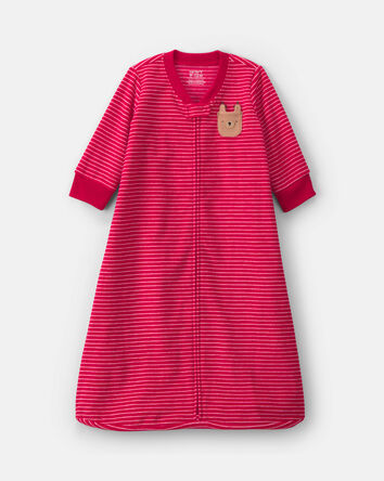 Baby Christmas Reindeer Striped Fleece Loose Fit Wearable Blanket - Red, 