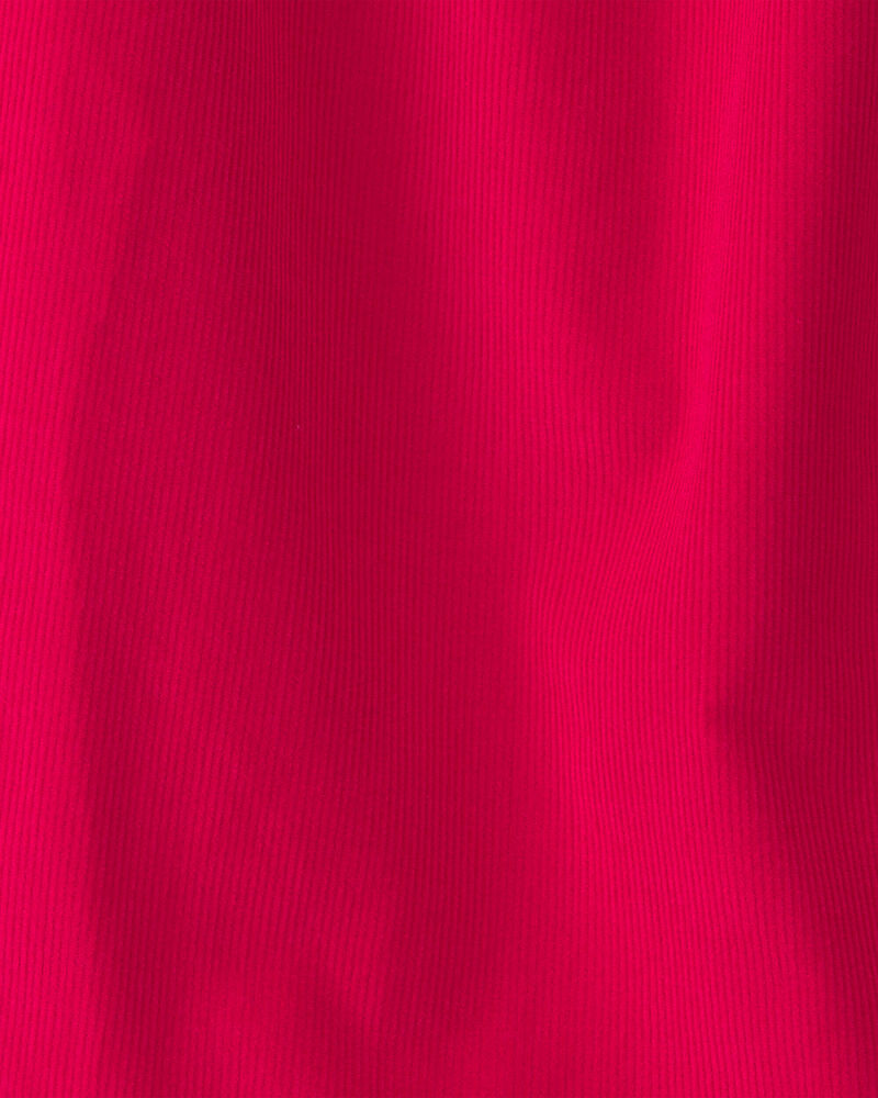 Toute-petit fille - Robe manches courtes en velours c&ocirc;tel&eacute; &ndash; Rouge, image 3 sur 3 diapositives