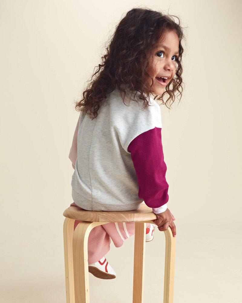 Tout-petit fille Chandail en jersey bouclette &laquo;Team Cozy&raquo; - Rose/Cr&egrave;me, image 3 sur 6 diapositives