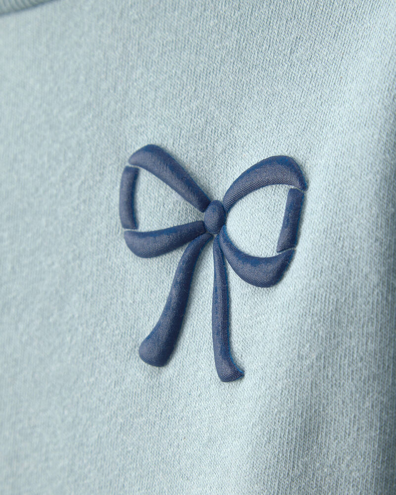 Girls 2-Piece Bow Fleece Pullover & Pant Set &ndash; Blue/Grey, image 5 of 6 slides