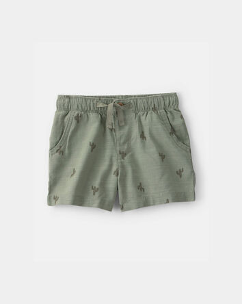 Toddler Boy Cactus Drawstring Shorts - Olive, 
