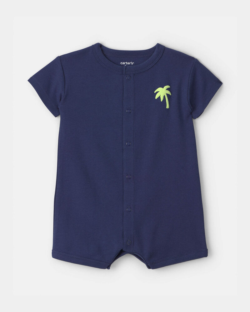 Baby Boy 'Surf Club' Short Sleeve Romper - Navy Blue, image 1 of 6 slides